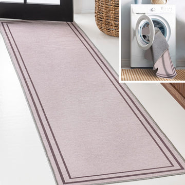 Sloane Classic 2-stripe Border Washable Area Rug